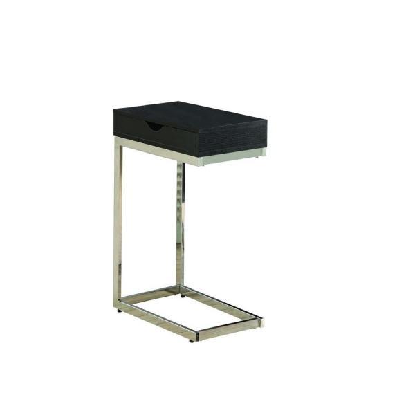 Monarch Accent Table - Cappuccino / Chrome Metal With A Drawer