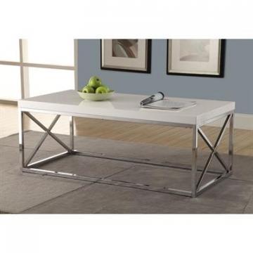 Monarch Coffee Table - Glossy White With Chrome Metal