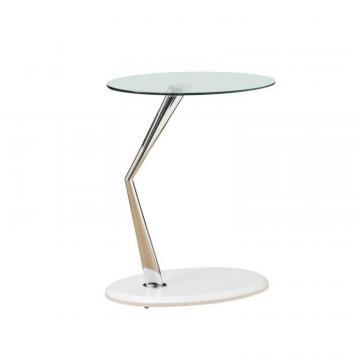 Monarch Accent Table - Glossy White / Chrome With Tempered Glass