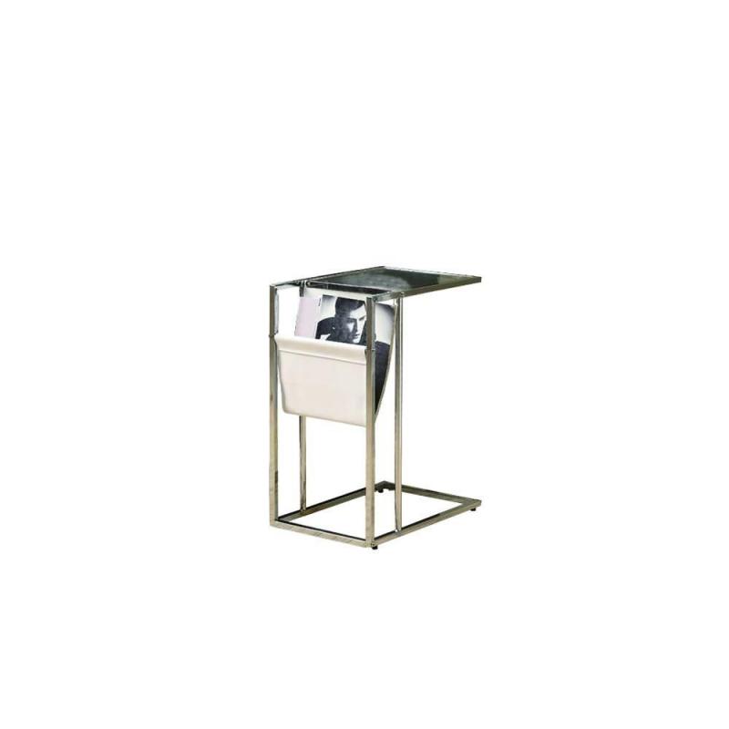 Monarch Accent Table - White / Chrome Metal With A Magazine Rack