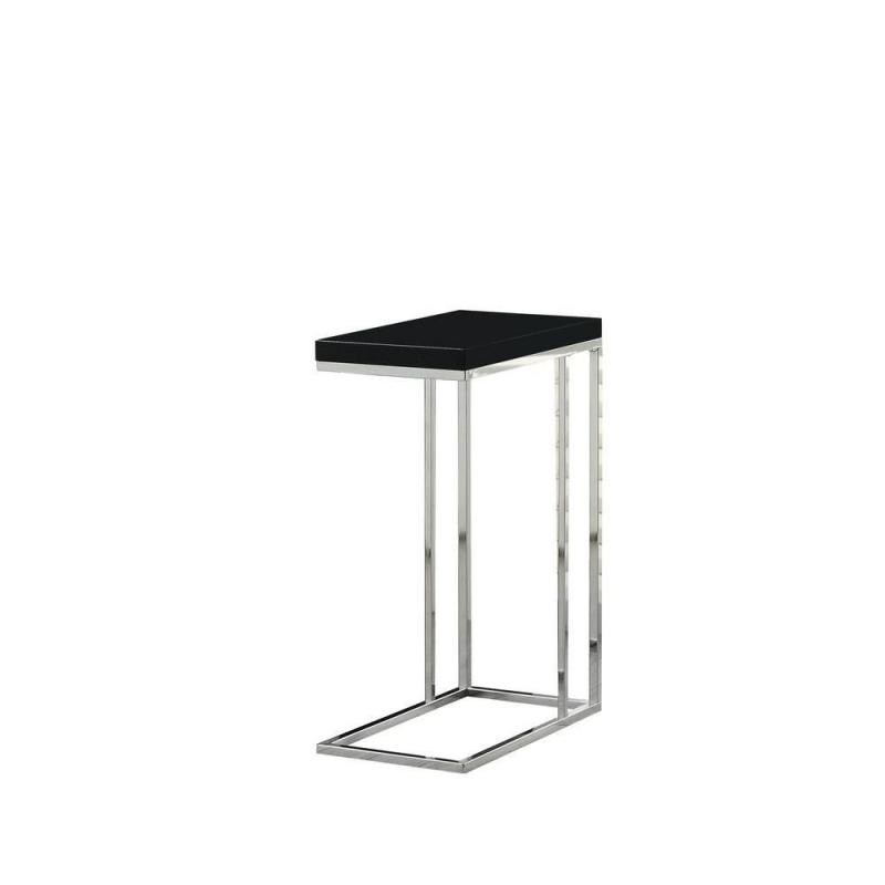 Monarch Accent Table - Glossy Black With Chrome Metal