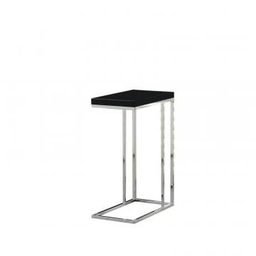 Monarch Accent Table - Glossy Black With Chrome Metal