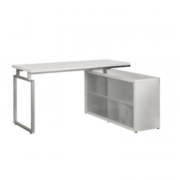 Monarch Computer Desk - White Corner With Frosted Glass