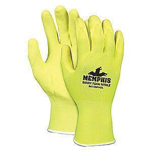MCR 7 Gauge Sandy Nitrile Coated Gloves, L, High Vis Yellow