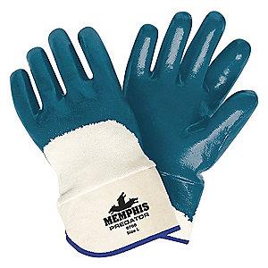 MCR Flat Nitrile Coated Gloves, L, Natural/Blue