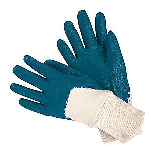 MCR 13 Gauge Flat Nitrile Coated Gloves, L, Natural/Blue