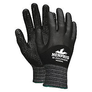 MCR 15 Gauge Dotted Nitrile Coated Gloves, M, Black