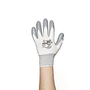 MCR 15 Gauge Smooth Nitrile Coated Gloves, XL, Gray/White