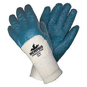 MCR Smooth Nitrile Coated Gloves, L, Natural/Blue