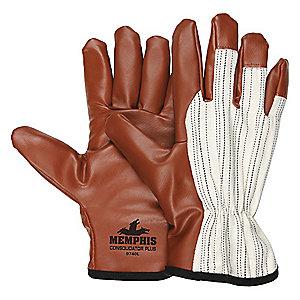 MCR Smooth Nitrile Coated Gloves, M, White/Burgundy