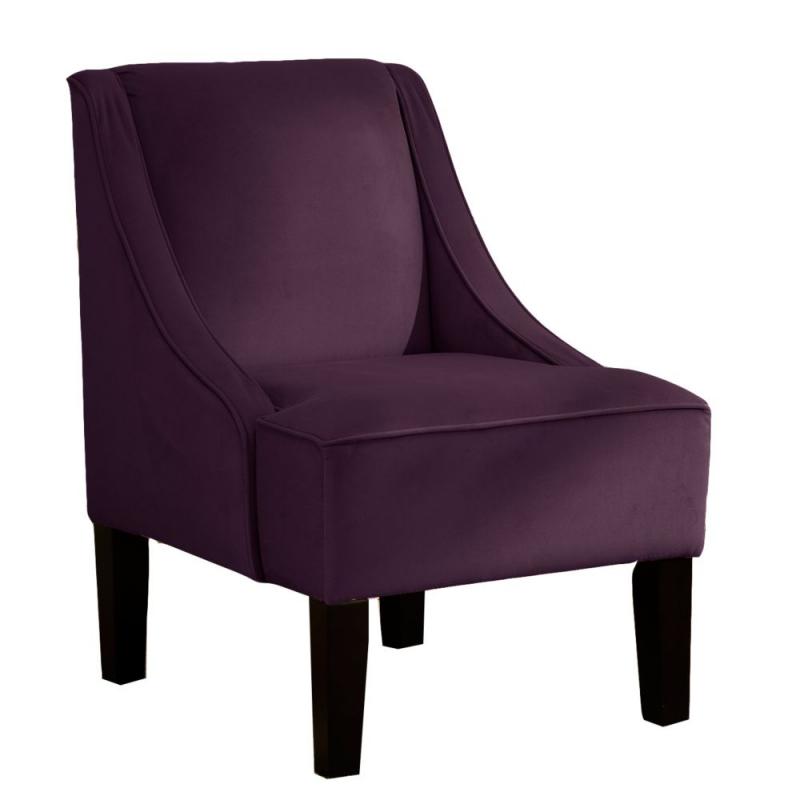 Skyline Swoop Arm Chair in Velvet Aubergine
