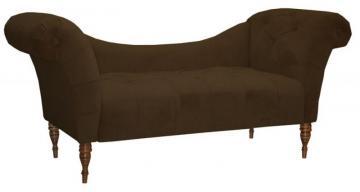 Skyline Tufted Chaise Lounge in Velvet Chocolate