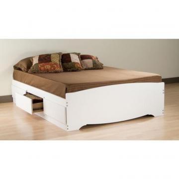 Prepac White Queen Mates Platform Storage Bed with 6 Drawers