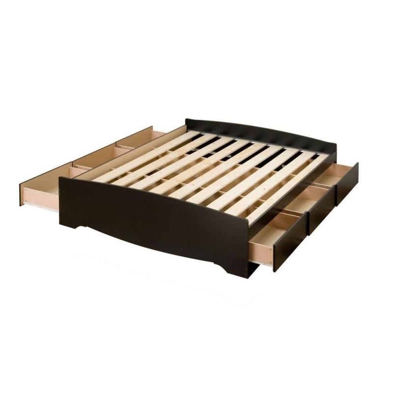 Prepac Black Full Mates Platform Storage Bed with 6 Drawers