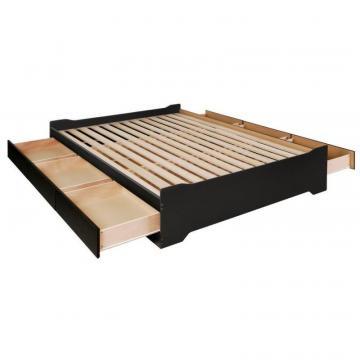 Prepac Black Coal Harbor Queen Mates Platform Storage Bed with 6 Drawers