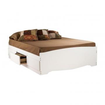 Prepac White Full Mates Platform Storage Bed with 6 Drawers