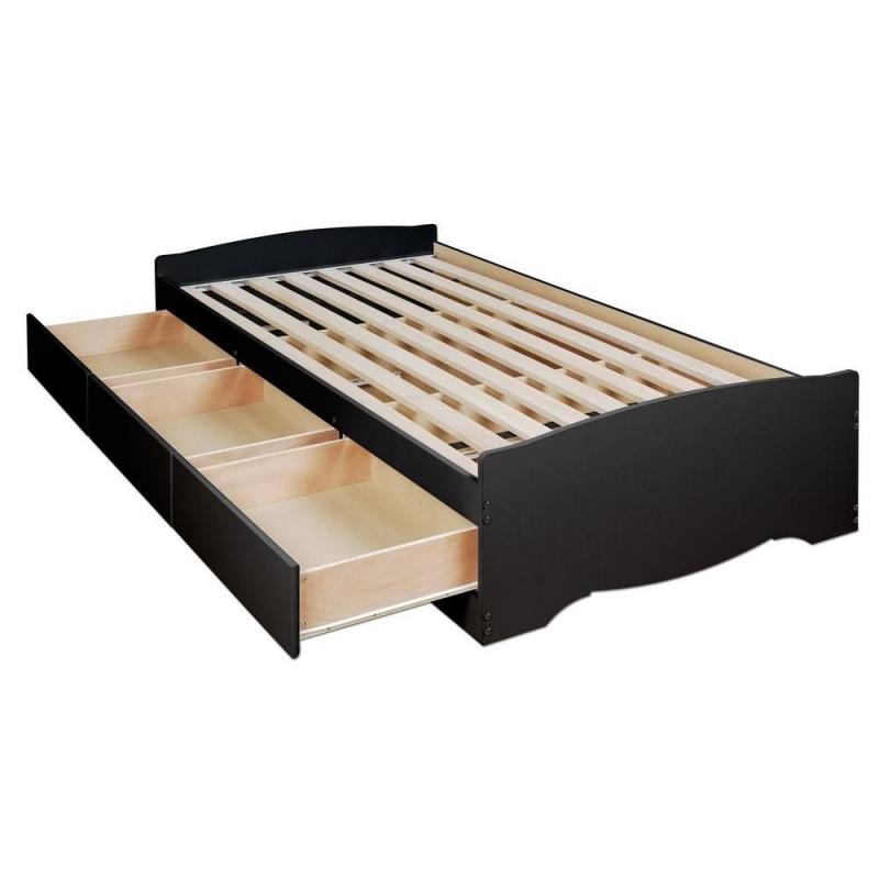Prepac Black Twin Mates Platform Storage Bed with 3 Drawers