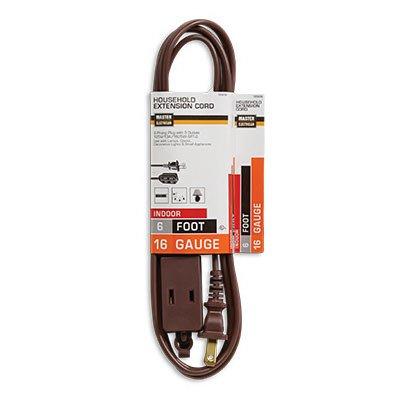 Master Electrician Extension Cord, 16/2 SPT-2 Brown Polarized Cube Tap, 6-Ft.