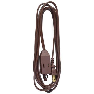Master Electrician Extension Cord,  16/2 SPT-2 Brown Polarized Cube Tap, 9-Ft.