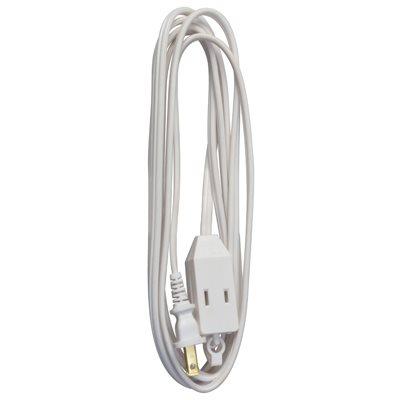 Master Electrician Extension Cord,  16/2 SPT-2 White Polarized Cube Tap, 9-Ft.