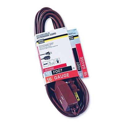 Master Electrician Extension Cord,  16/2 SPT-2 Polarized Cube Tap, Brown, 15-Ft.