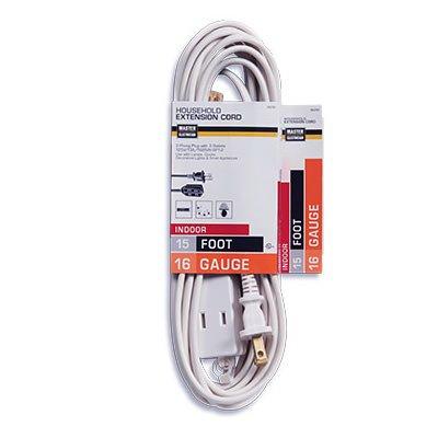 Master Electrician Extension Cord, 16/2 SPT-2 Polarized Cube Tap, White, 15-Ft.