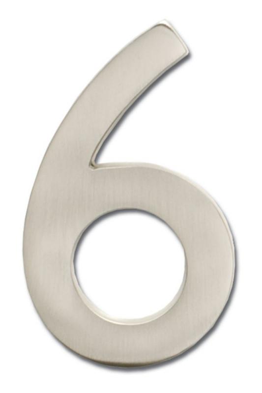 Architectural Mailboxes Solid Cast Brass 5" House Number Satin Nickel "6"