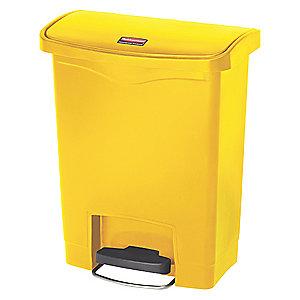 Rubbermaid Slim Jim 8 gal. Flat Top Utility Wastebasket, 21-7/64"H, Yellow