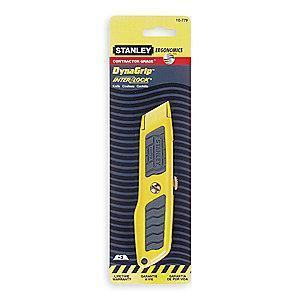 Stanley Black/Yellow, Carbon Steel Utility Knife, 6", Blades Included: 3