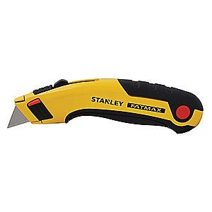 Stanley Black/Yellow, Carbon Steel Utility Knife, 6-5/8", Blades Included: 5
