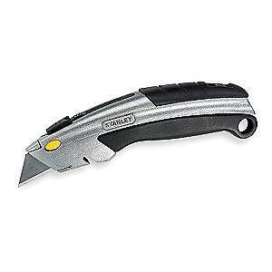 Stanley Black/Silver, Carbon Steel Utility Knife, 6-5/8", Blades Included: 3