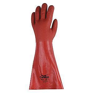 Condor Chemical Resistant Gloves, Medium Thickness, Jersey Lining, Red Brown