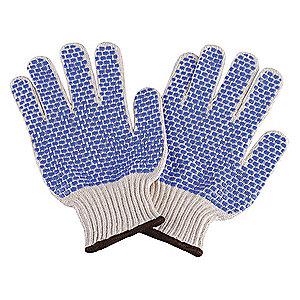 Condor Natural/Blue Abrasion Resistant Knit Gloves, Polyester/Cotton, Size L