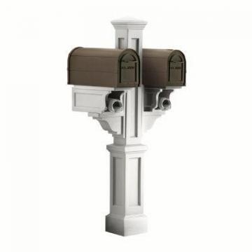 Mayne Rockport White Double Mailbox Post with 2 Paper Holders