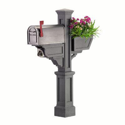 Mayne Signature Plus Mailbox Post with planter & paper holder
