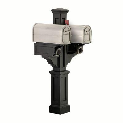 Mayne Rockport Mailbox Post (Black) mailbox post, 2 arms with paper holders