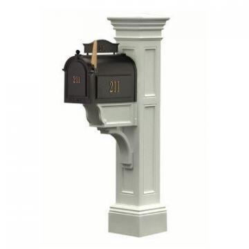 Mayne Liberty Mailbox Post (White) with paper holder
