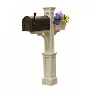 Mayne Westbrook Plus Mailbox Post (Clay) with planter