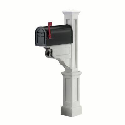 Mayne Dover Mailbox Post (White) with paper holder