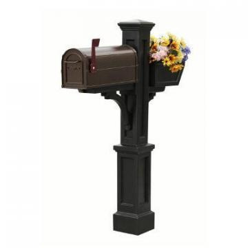 Mayne Westbrook Plus Mailbox Post (Black) with planter