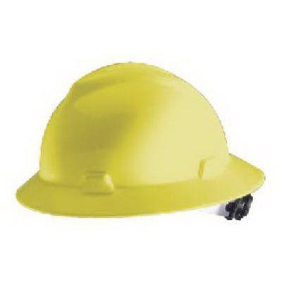 Safety Works V-Gard Yellow Ratchet Suspension Non-Slotted Protective Hard Hat