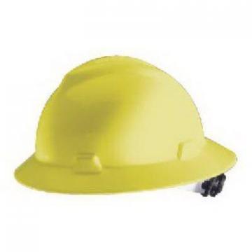 Safety Works V-Gard Yellow Ratchet Suspension Non-Slotted Protective Hard Hat