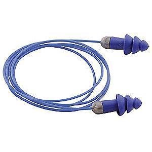 Moldex 27dB Reusable Flanged-Shape Ear Plugs; Corded, Blue