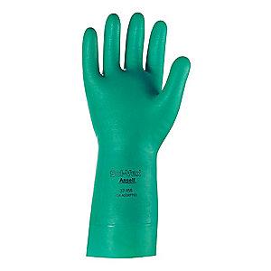 Ansell Chemical Resistant Gloves, Unlined Lining, Green, PR 1