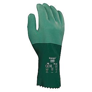Ansell Chemical Resistant Gloves, Standard Thickness, Knit Lining, Green, PR 1