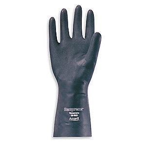 Ansell Chemical Resistant Gloves, Flock Lining, Black, PR 1