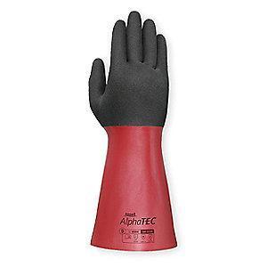Ansell Chemical Resistant Gloves, Light Thickness, Knit Lining, Burgundy, PR 1