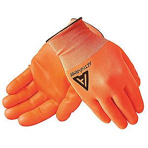 Ansell 15 Gauge Smooth Nitrile Coated Gloves, 9, High Visibility Orange