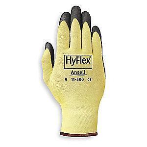 Ansell Nitrile Cut Resistant Gloves, Kevlar  Lining, Yellow/Black, L, PR 1