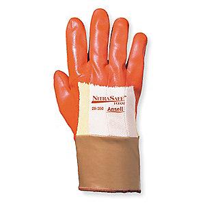 Ansell Nitrile Cut Resistant Gloves, Kevlar  Lining, Orange/Gold, L, PR 1